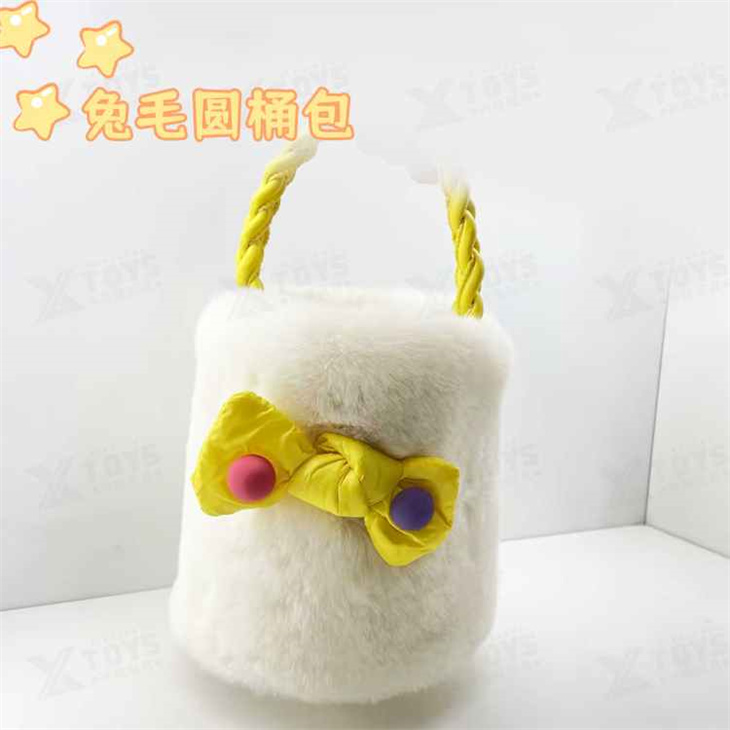 Rabbit hair cylindrical bag