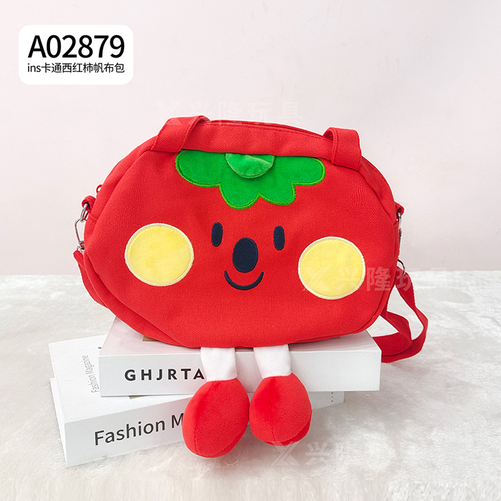 INS cartoon tomato canvas bag