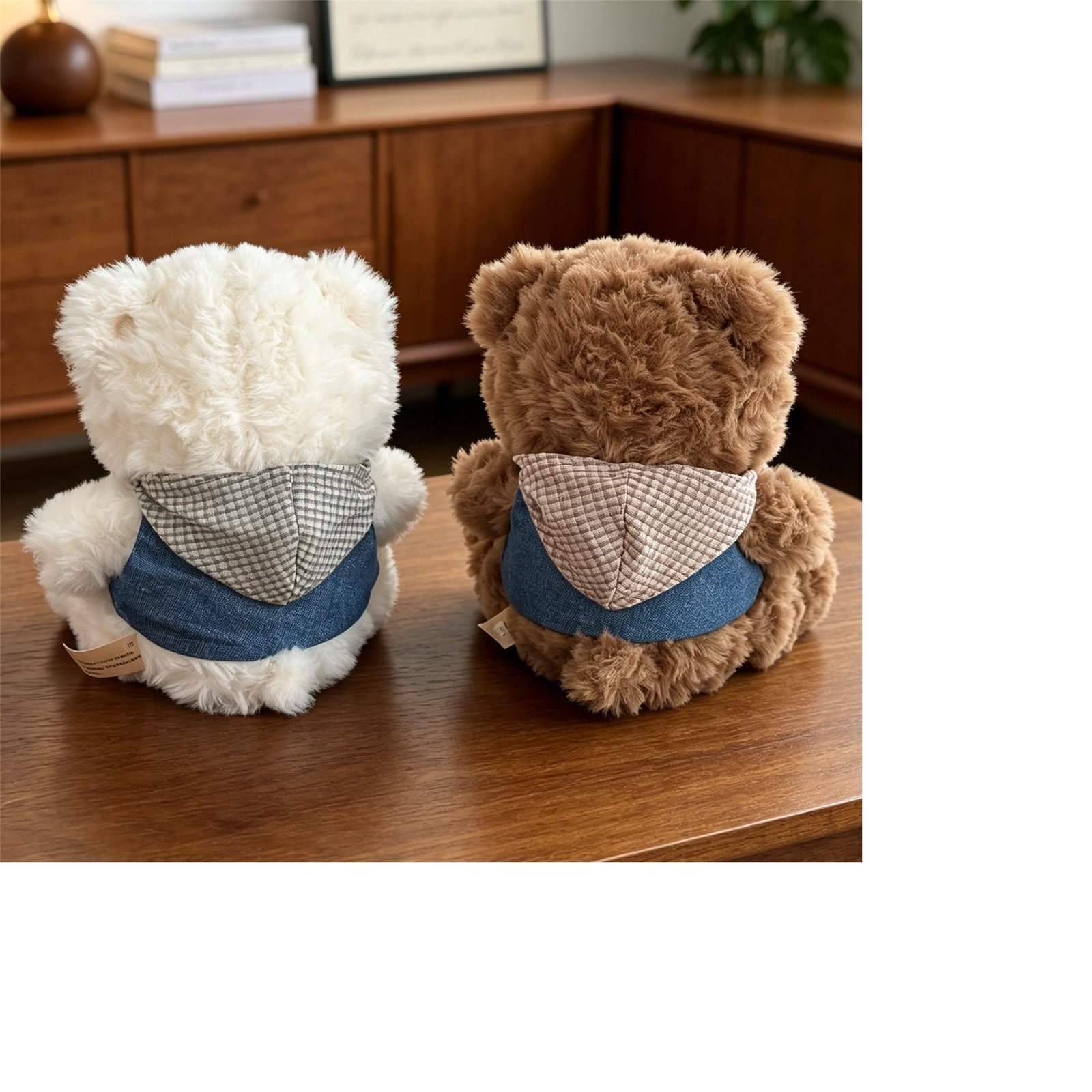 Custom plush bear back detail with hooded vest – A16484 | BeibaoToys